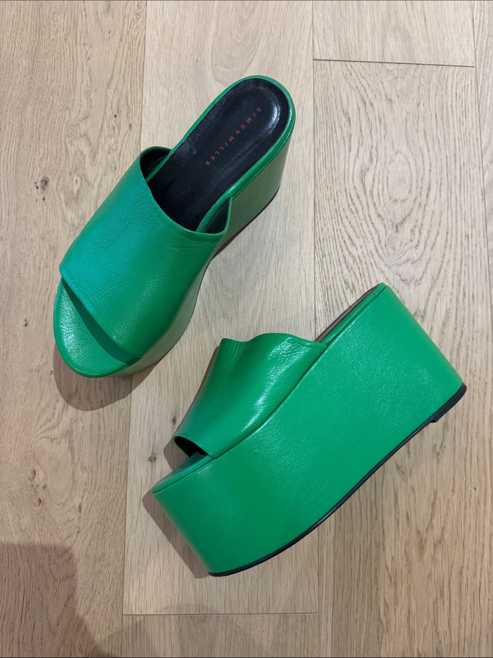 Simon Miller Platform Slide Blackout Sandals in Green